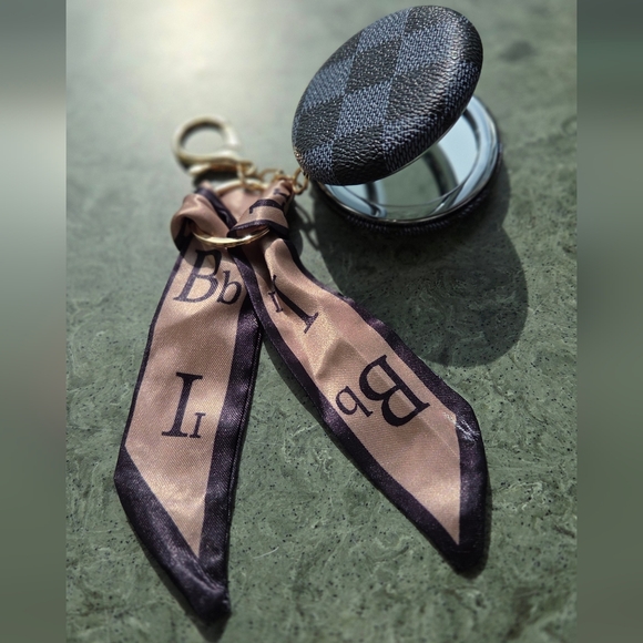 Accessories - Mirror Bag Charm Keychain with Scarf Accent, Blue